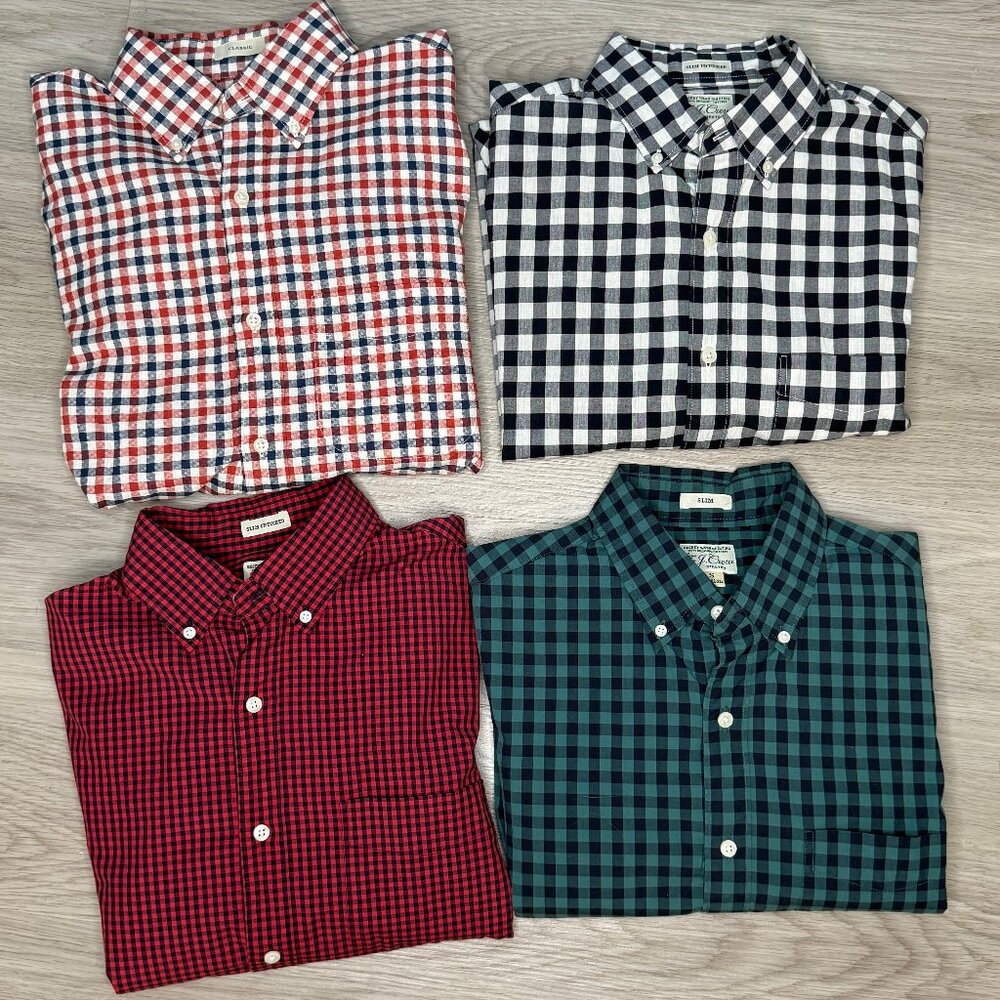 Lot of 4 J. Crew Poplin Button Downs